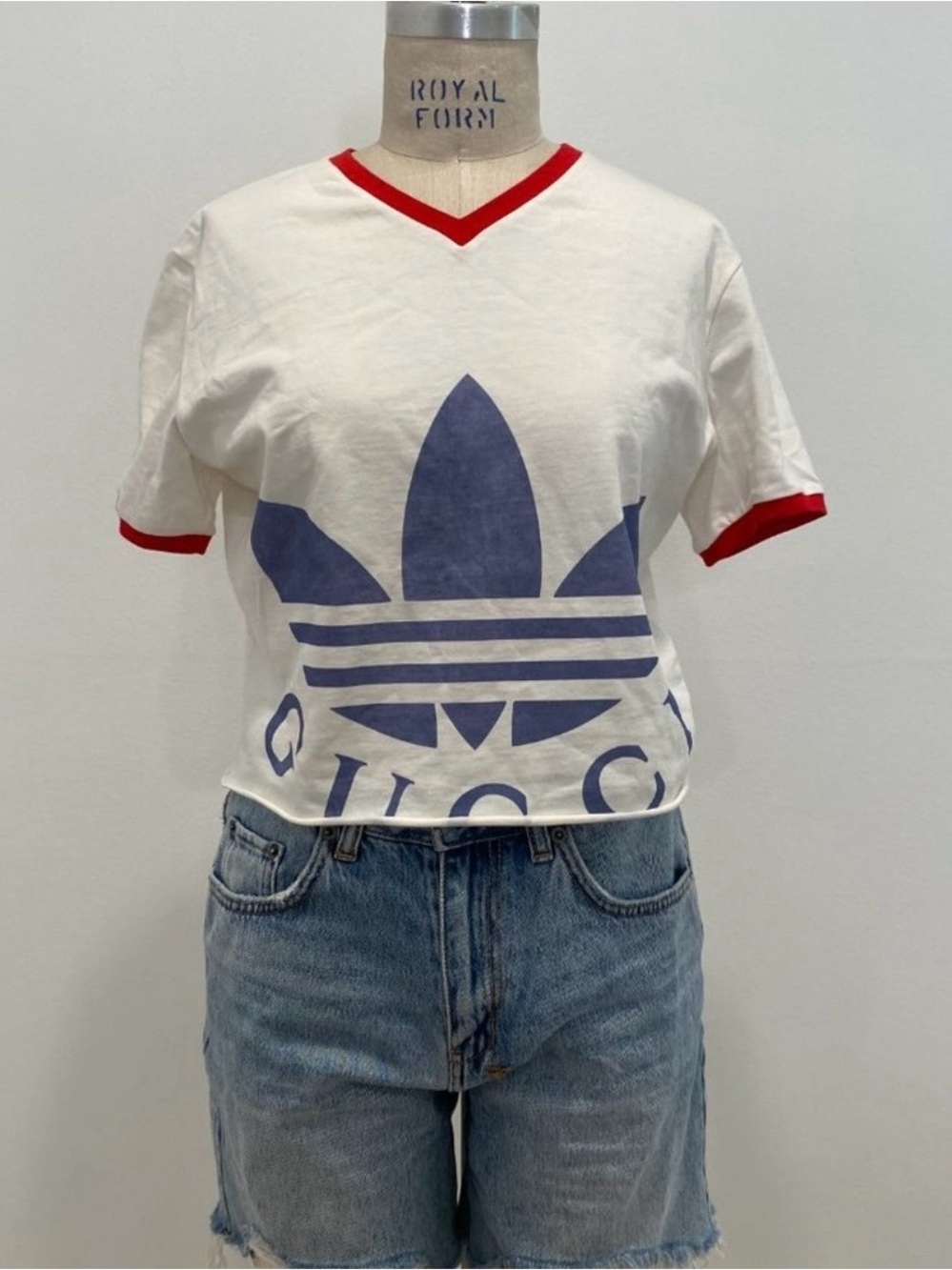 Gucci x Adidas Collab V Neck Crop Top